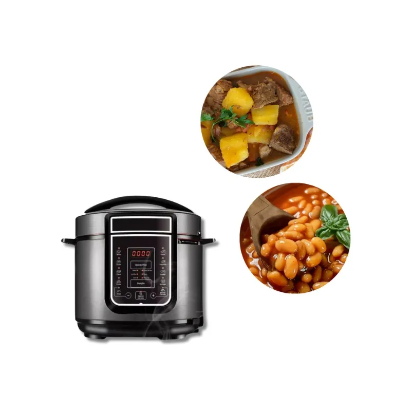 Panela De Pressão Elétrica 6 Litros Aço Inox Timer Digital Cozimento Rápido Desligamento Automático