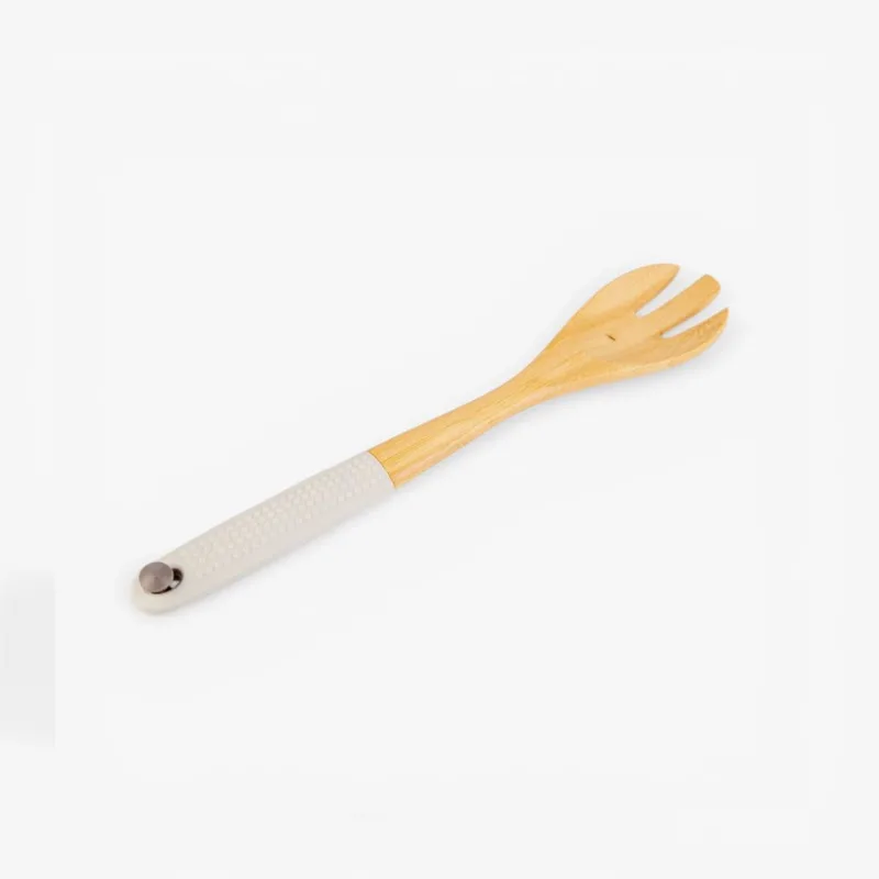 Cuchara para pastas de silicona y bambú Natural + Blanco