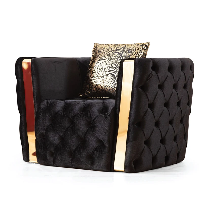 Naomi - Button Tufted Chair Black