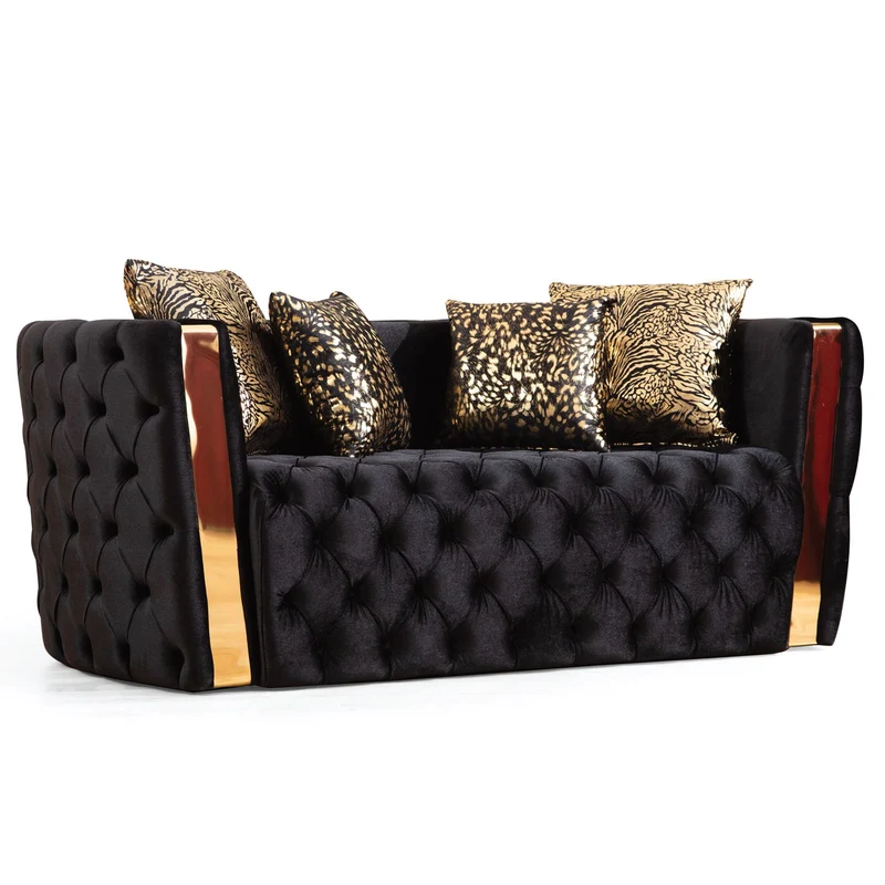 Naomi - Button Tufted Loveseat Black