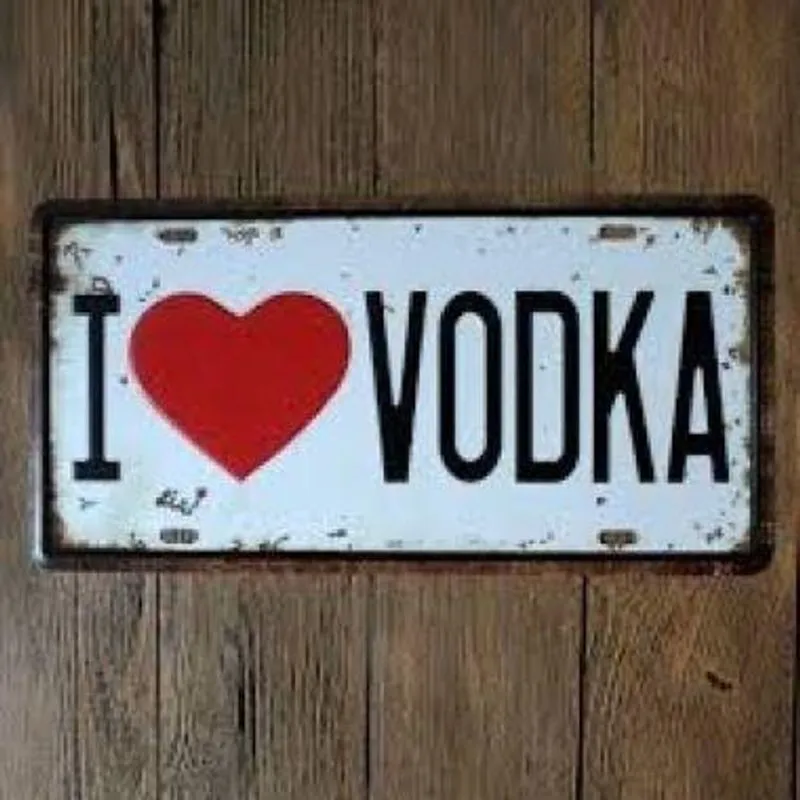 Placa de metal i love vodka