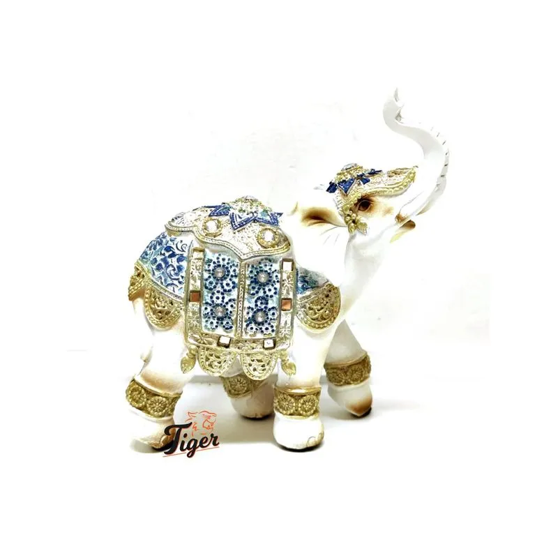 Elefante Indiano Escultura Enfeite Ricamente Decorado 16cm
