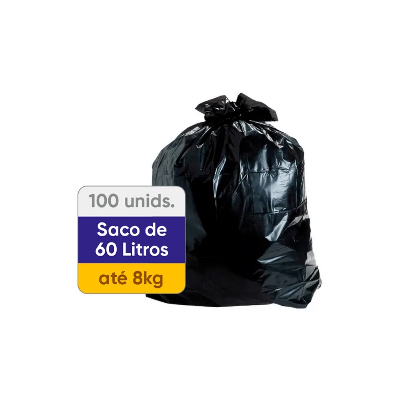 SACO P/ LIXO INDUPLAST 50X60X003 60L PRETO R.4144 ÚNICA