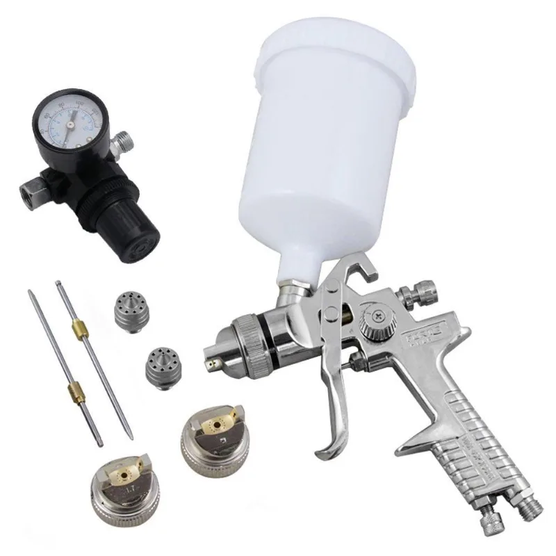 Kit Pistola de Pintura hvlp 600ml com 3 Jogos de Reparo e Bi