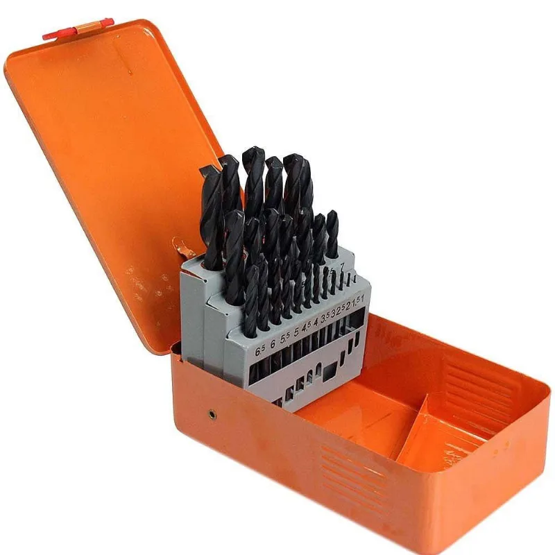 Jogo de Brocas hss Aço Rápido com 25 peças de 1 a 13 mm