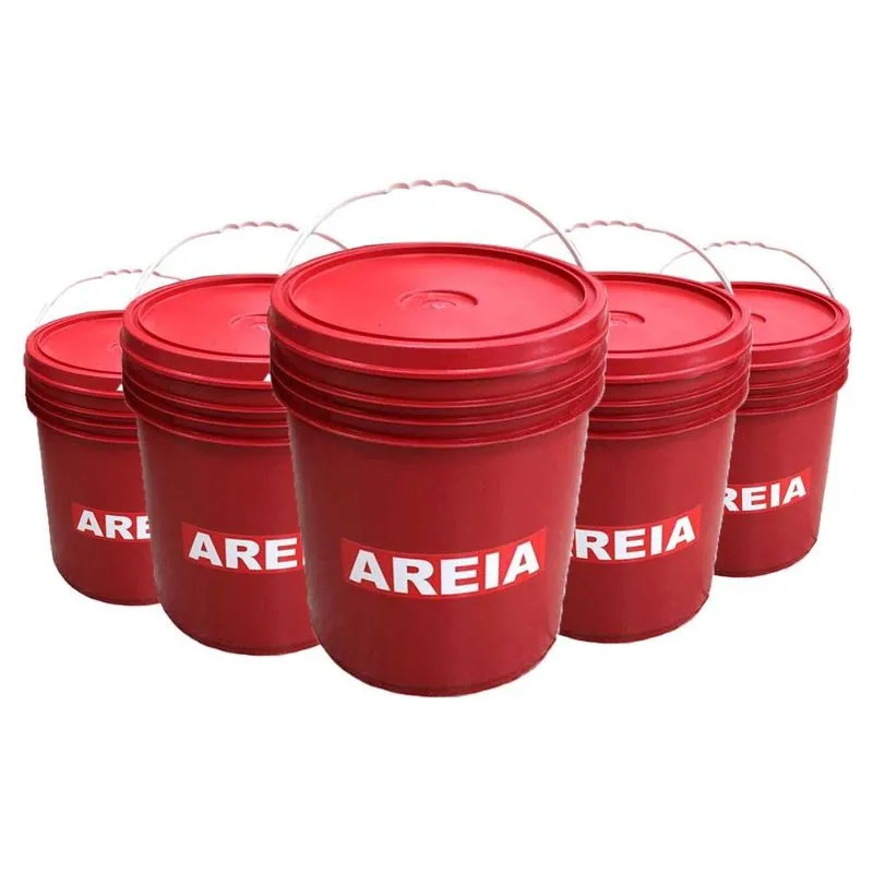 Kit com 5 Baldes Vermelhos para Areia 18 L com Tampa