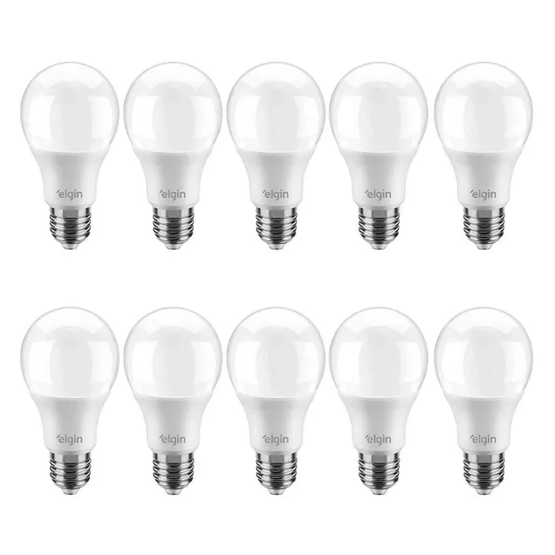 Lâmpada Bulbo LED 15 W Bivolt Branca Fria Elgin A60 10 Unidades