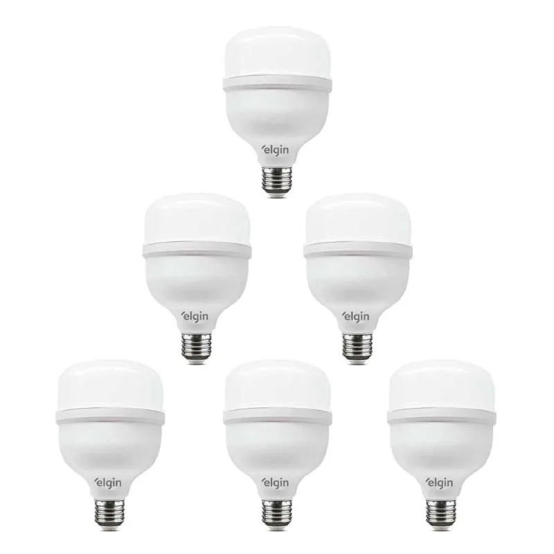 Lâmpada LED Super Bulbo 50 W Bivolt Branca Fria Elgin 6 Unidades
