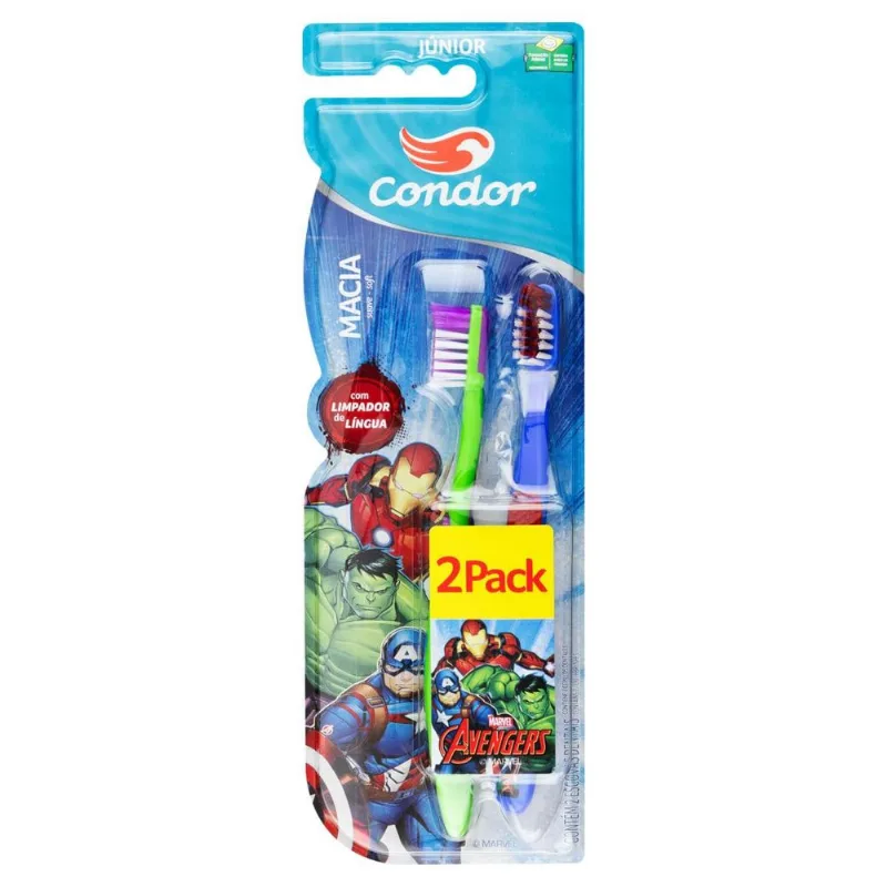 Escova Dental Júnior Condor Avengers Macia Leve 2 Pague 1