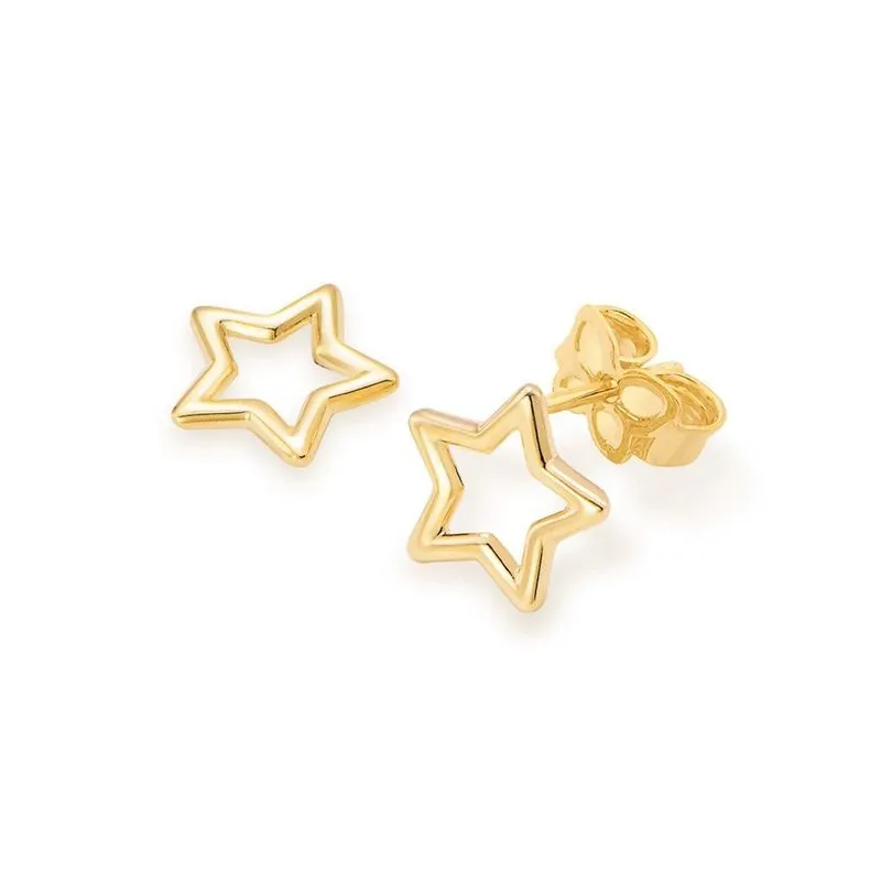 Brinco Rommanel Banhado Ouro Pequena Estrela Vazada Adulto/ Infantil 526592