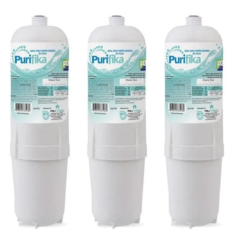 Kit 3 Refil Filtros Purificador De Agua Soft Everest