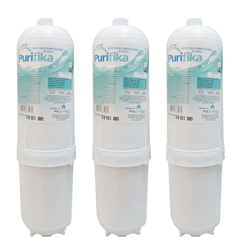 Kit 3 Refil Filtro Purificador Água Soft Everest Slim Plus