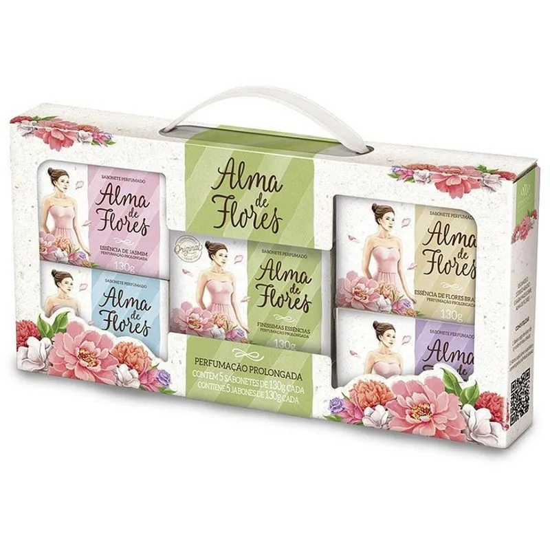 Estojo Maleta Presenteável Alma De Flores Com 5 Sabonetes