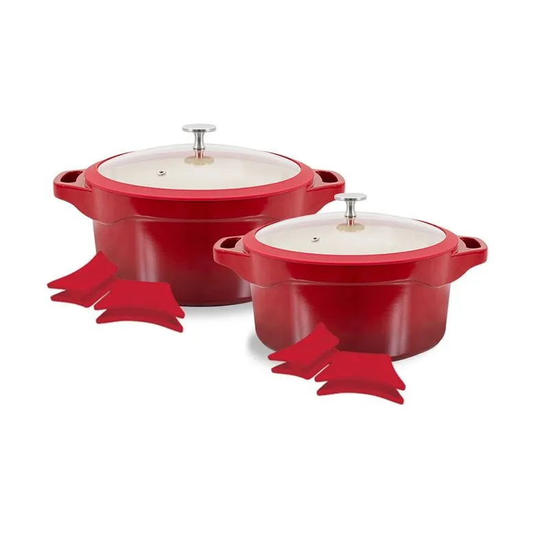 Jogo De Panelas Red Le Cook Revestimento Cerâmico 2 Peças