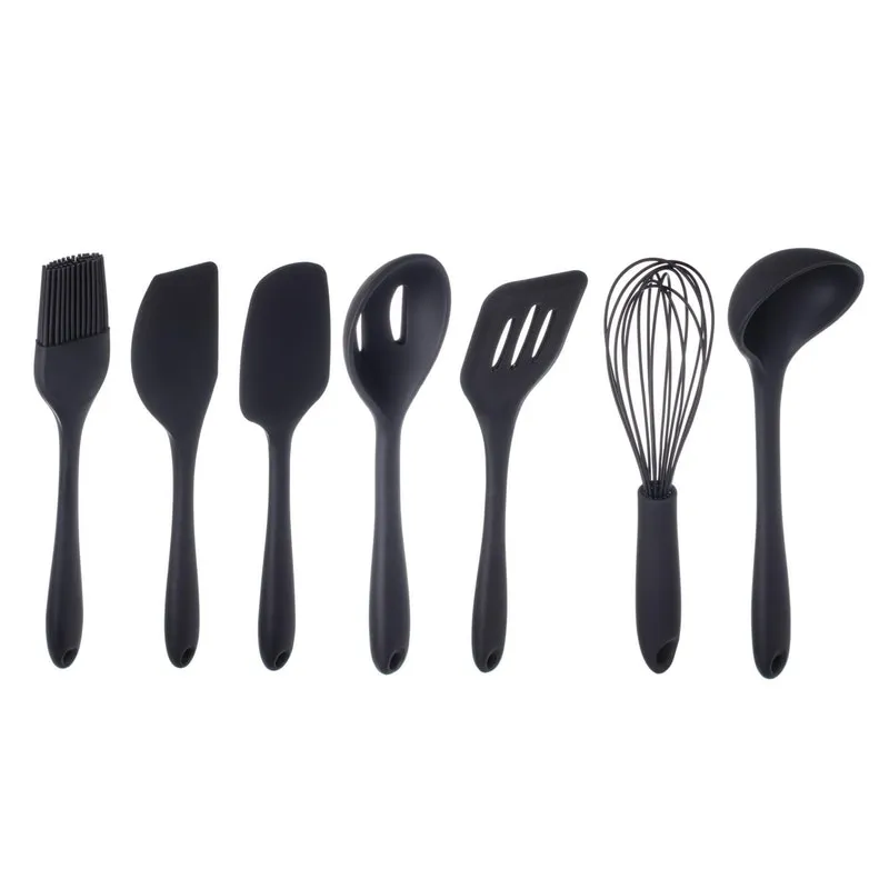 Conjunto De Utensílios Em Silicone Preto - Weck - 7 Peças