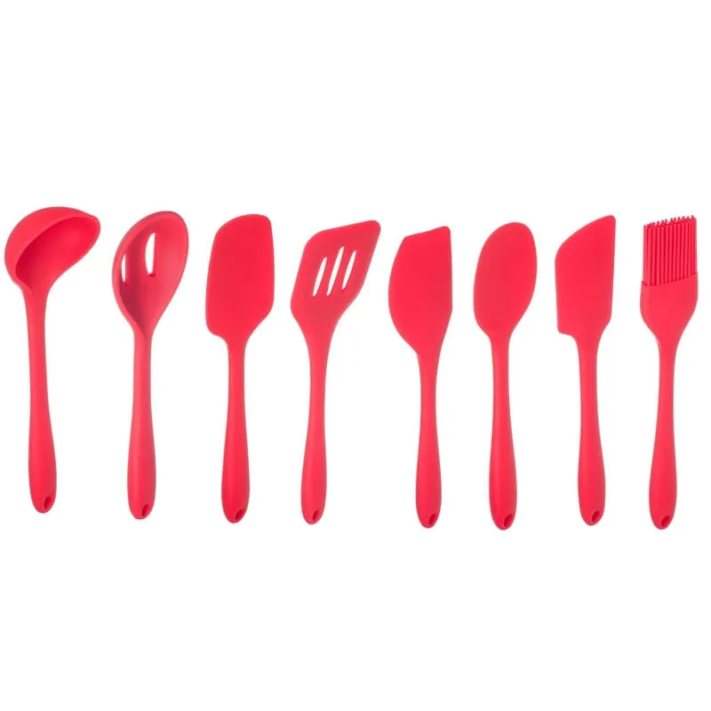 Conjunto De Utensílios Em Silicone Vermelho - Weck - 7 Peças
