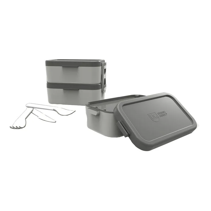Marmita Bento Box Dupla Com Talheres Cinza Primacor Anodilar