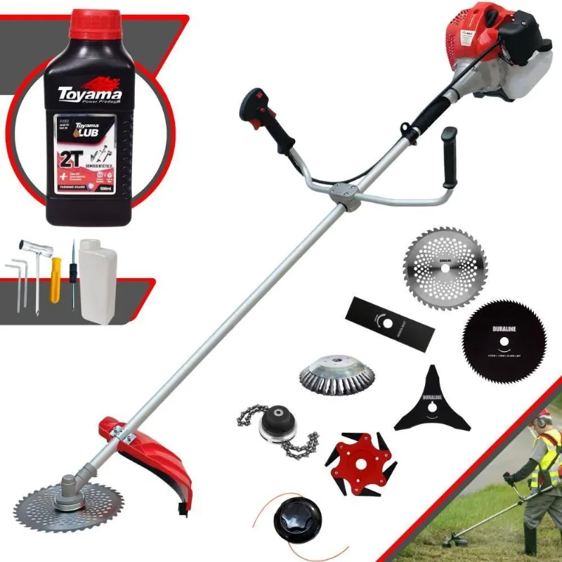 Roçadeira Lateral A Gasolina Cg430p 43cc 2hp Com Facas E Escova Vermelho Anmax