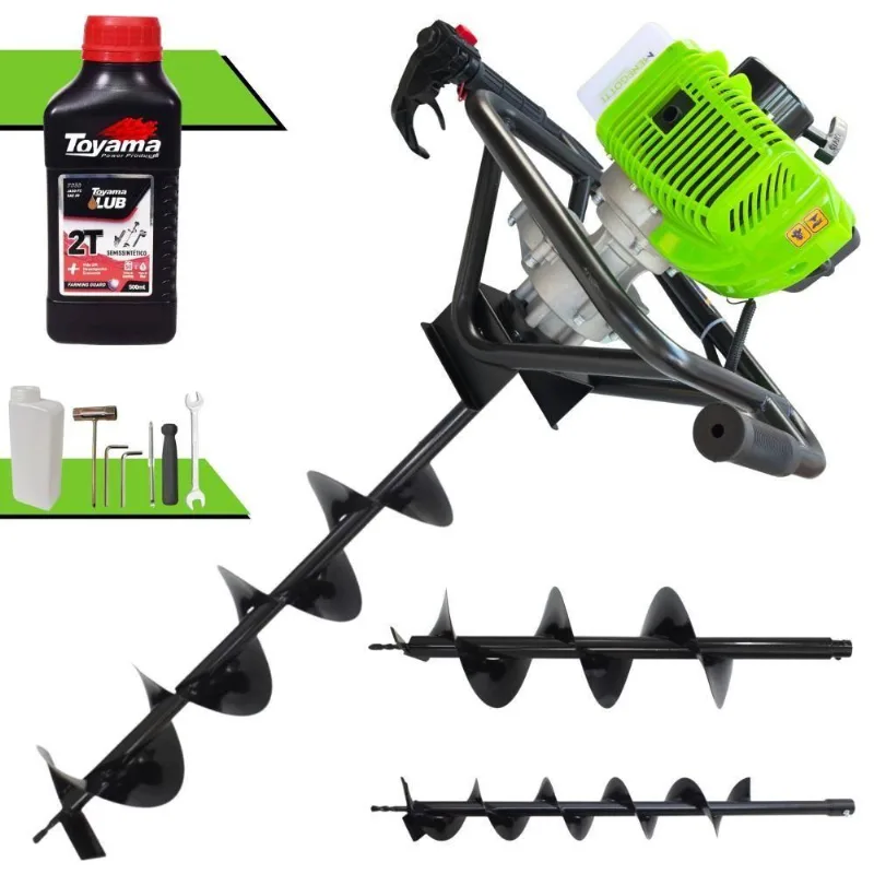 Perfurador De Solo Mps52 A Gasolina 2t 52cc 1,8hp Com Brocas 80x10 80x15 80x20 Menegotti