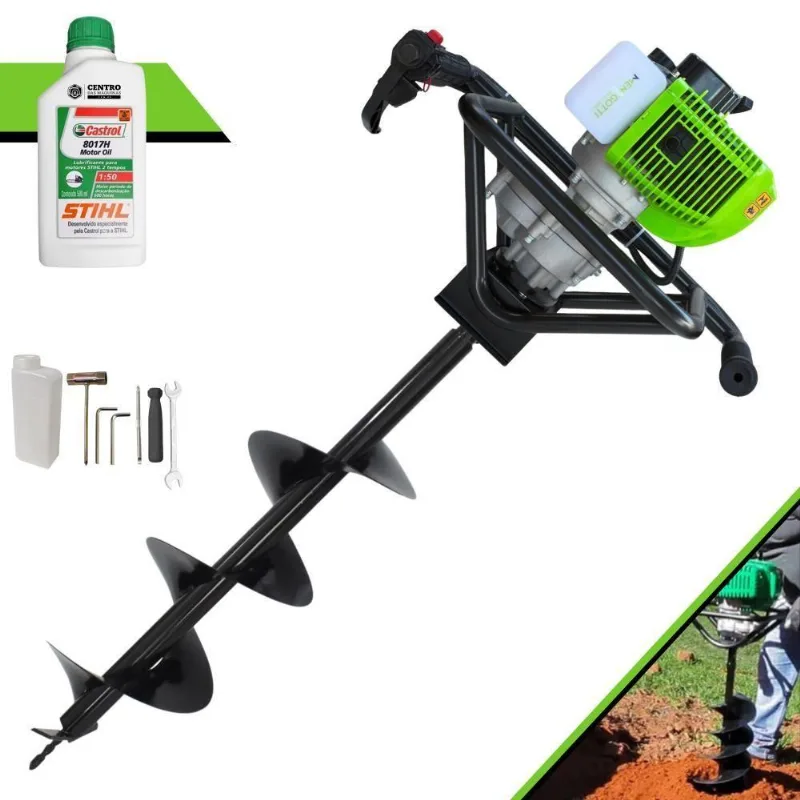 Perfurador De Solo Mps52 À Gasolina 2t 52cc 1,8hp Com Broca 80x20cm Laranja Menegotti