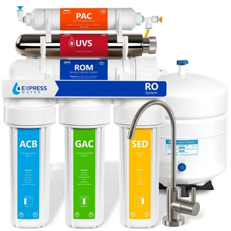 Express Water 6-Stage 100 GPD Under Sink Reverse Osmosis System with UV Filter - 12-Month Filter Life