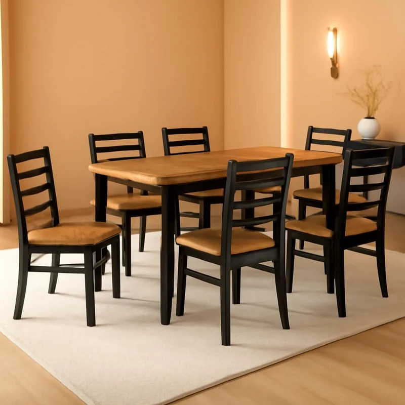 Blondon 60 Inch Solid Wood Dining Set Brown Finish Durable Construction