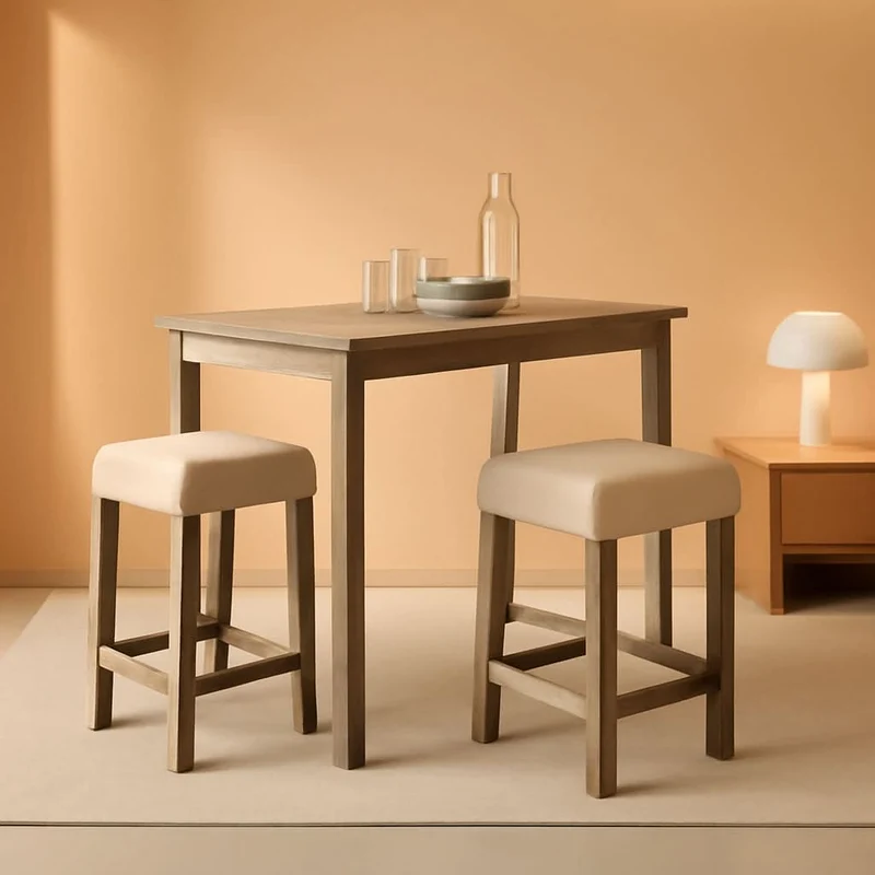 Taupe Upholstered Counter Height Elegant Dining Set Taupe