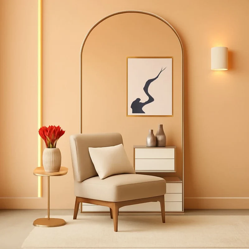 Arched Full Length Mirror 71x32 Inches Gold Aluminum Floor Gold / 71"L X 32"W