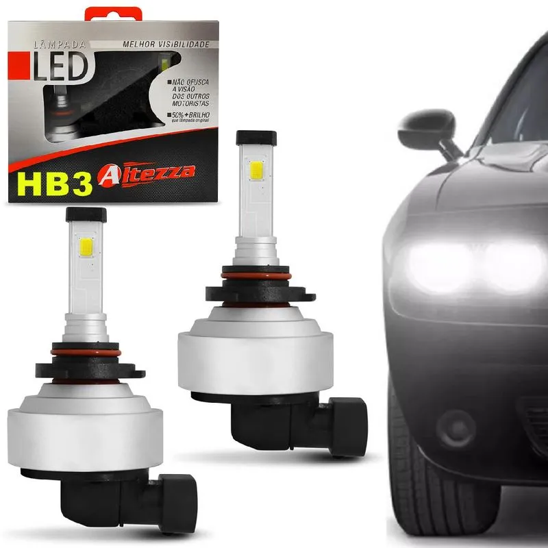 Par Lâmpadas Super LED Altezza HB3 9005 4300K 12V 30W 3000 Lúmens Efeito Xenon Plug and Play