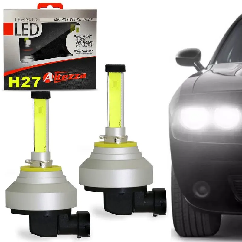 Par Lâmpadas Super LED Altezza H27 880 6500K 12V 30W 3000 Lúmens Efeito Xenon Plug and Play