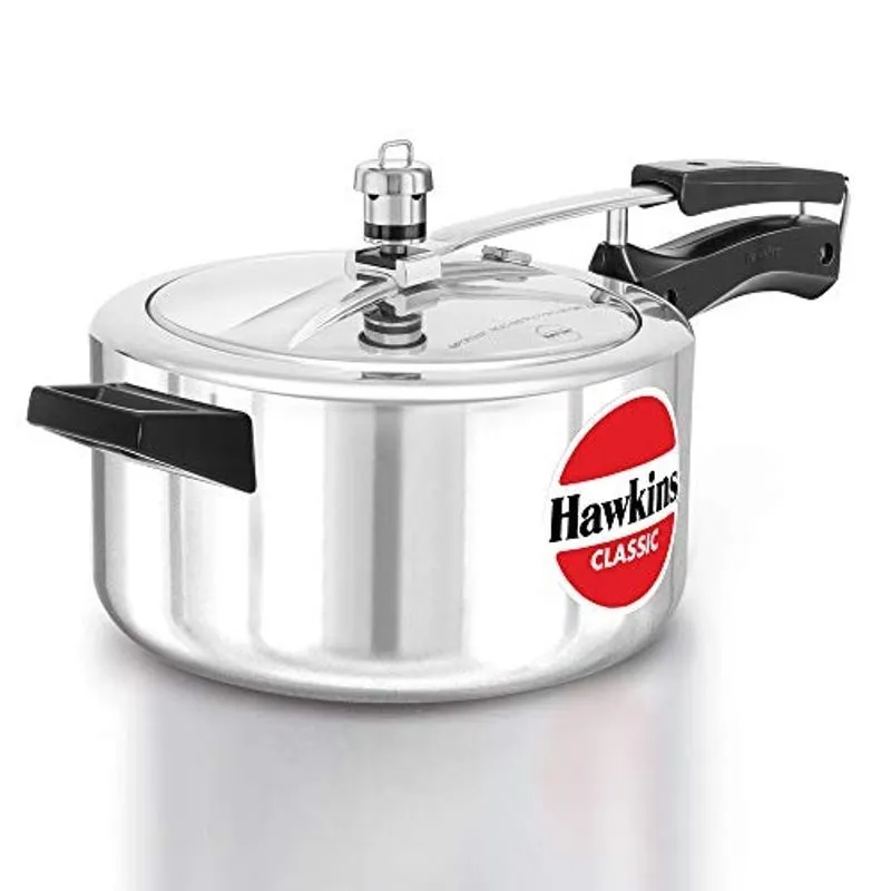 Panela de pressão de alumínio hawkins Classic CL40 de 4 litros nova e aprimorada, pequena, prata