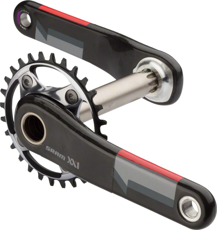 SRAM XX1 Fat Bike Crankset 170mm 10/11-Speed 28t 76 BCD GXP Spindle Interface Black
