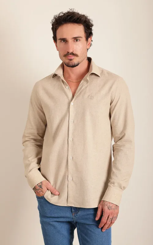 Camisa Ml Comfort Bege Cáqui - Loja Judá - Produtos com Propósito e Confiança