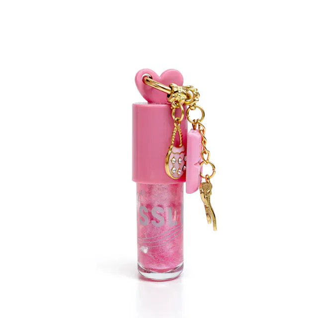Lip Gloss com Chaveiro Rosa com Brilho- Miss Victory
