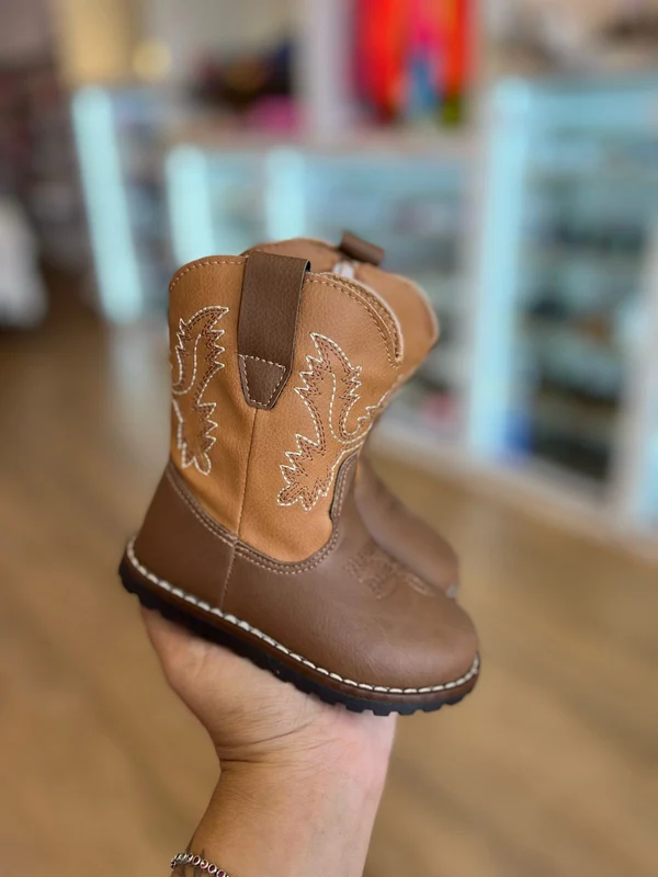 BOTA TEXANA WESTERN COM ZÍPER LATERAL E SOLADO EMBORRACHADO MENINO XUA XUA PRO40 Bege / 32