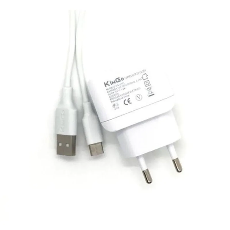 Kit Carregador Moto G4 Play Com Cabo Micro Usb V8 Branco