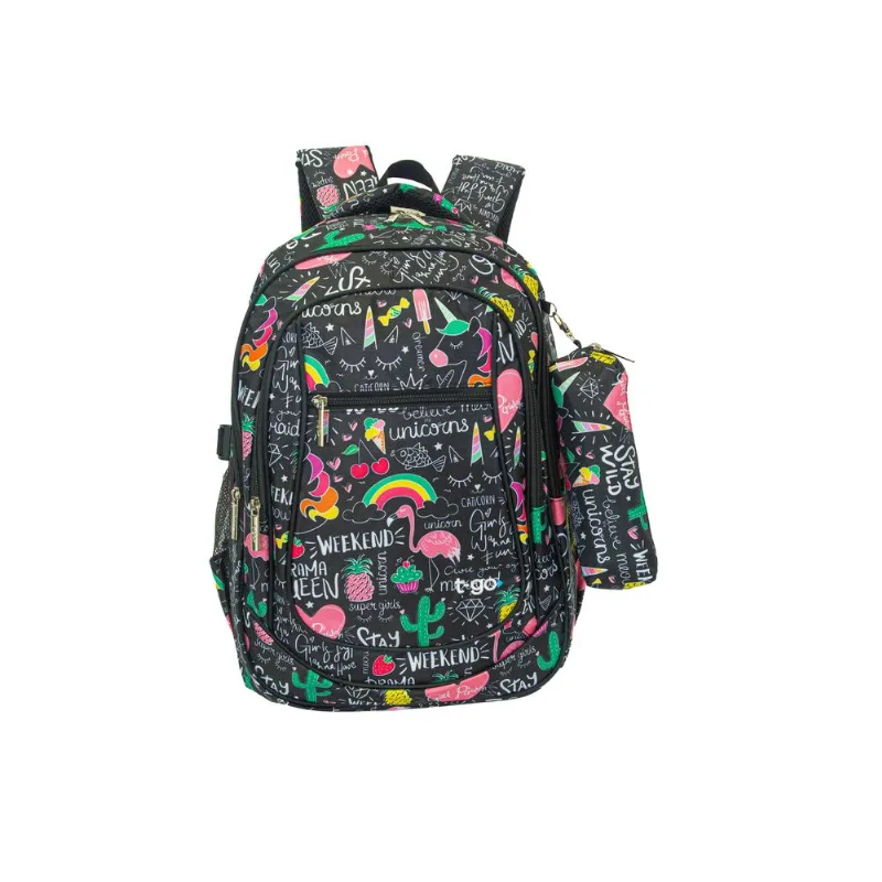 Mochila Escolar Con Cartuchera Nena Niña T-Go Multiples Bolsillos Reforzada Fantasy Creatures EB44 Rosa Mochila Negra Escolar Con Cartuchera Nena Niña T-Go Multiples Bolsillos Reforzada Dream Girl EB44