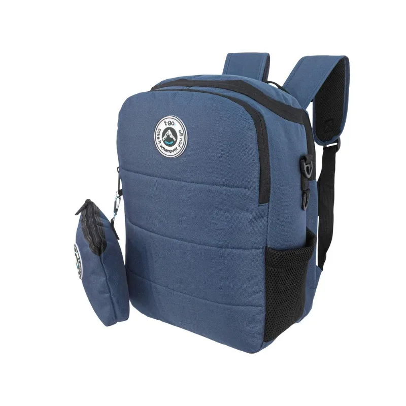Mochila Matera Bolso Porta Notebook T-go con Yerbera De Regalo Azul