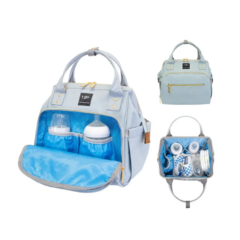 Cartera Bandolera Mujer Maternal Con Bolsillo Termico Para Mamadera EB400 Celeste