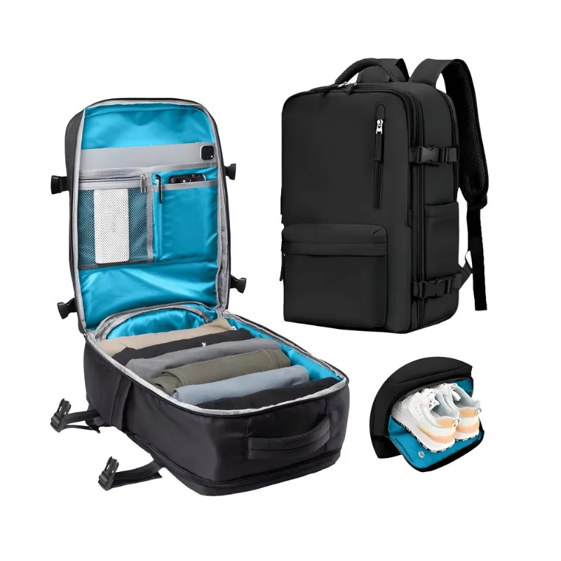 Mochila Para Cabina Avión 11 Bolsillos Tela Oxford Ultrar Resistente Tira Valija Muy Cómoda EB440 Mochila Negra Para Cabina Avión 11 Bolsillos Tela Oxford Ultrar Resistente Tira Valija Muy Cómoda EB440
