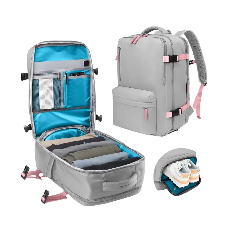 Mochila Para Cabina Avión 11 Bolsillos Tela Oxford Ultrar Resistente Tira Valija Muy Cómoda EB440 Mochila Para Cabina Avión 11 Bolsillos Tela Oxford Ultra Resistente Tira Valija Muy Cómoda EB440 Gris