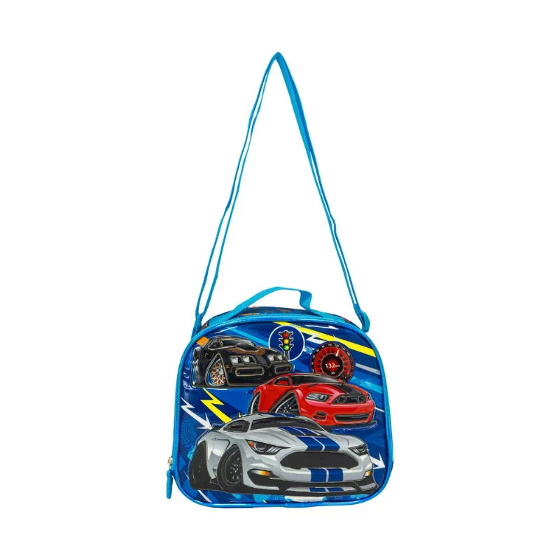 Lunchera Termica Escolar Infantil Con Correa Colonia Vacaciones Autos QD9 Azul