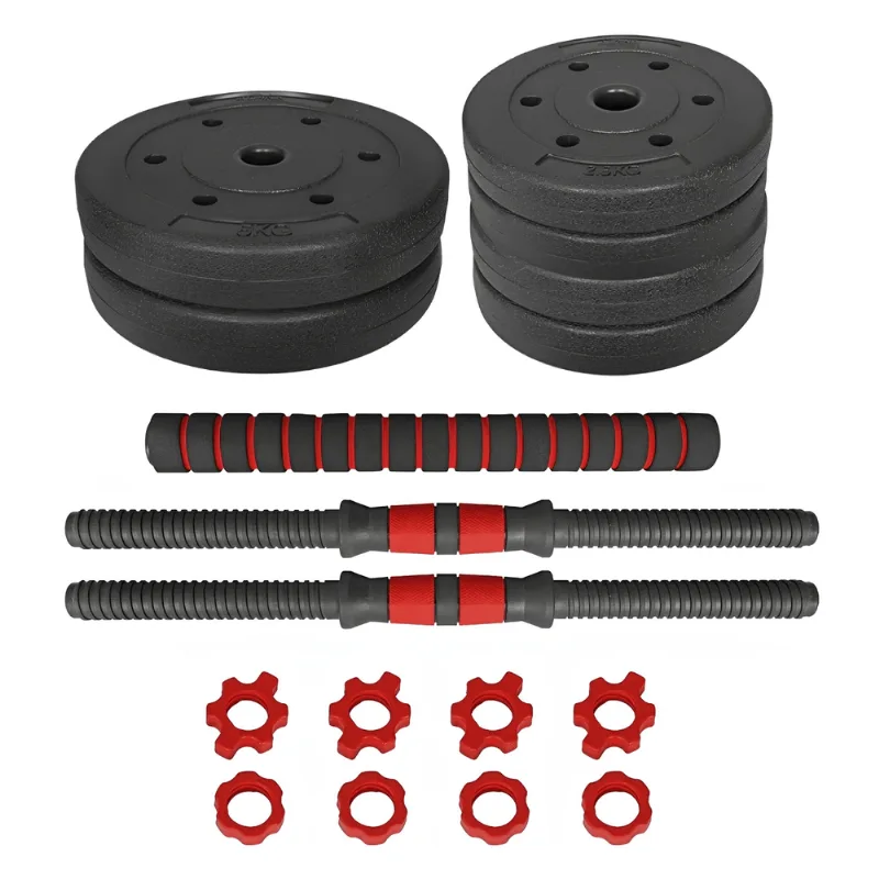 Kit Mancuernas Y Barra Tope A Rosca 20 Kg Discos Pvc Alpina