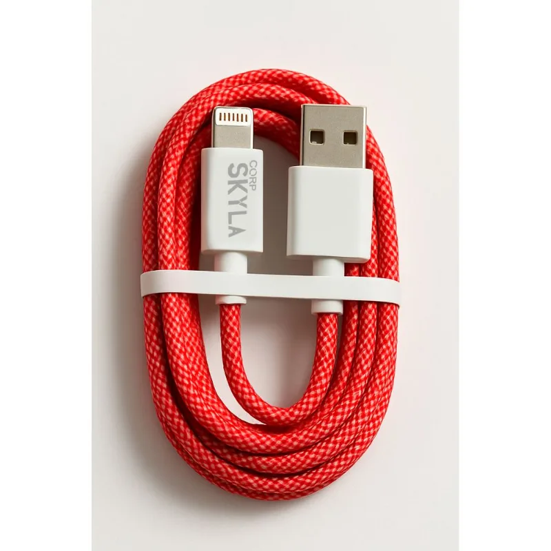 Cable Mallado Para iPhone Usb A - Lightning 1m Color Rojo
