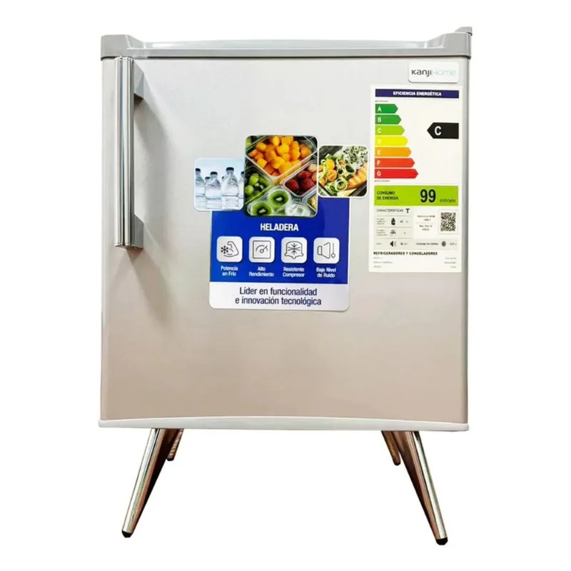 Heladera Frigobar Kanjihome Kjh-50vin-s Retro De 50lts Plateada