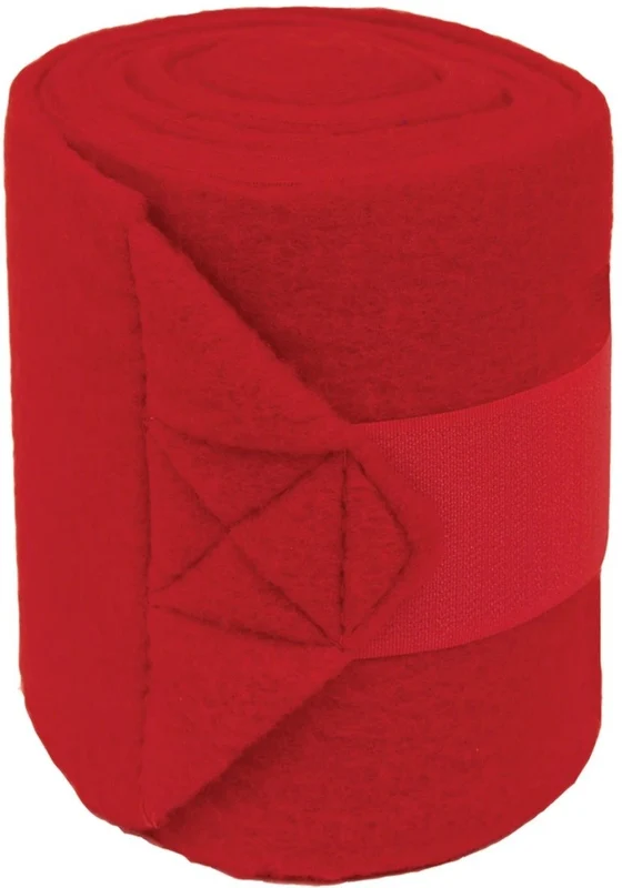 Partrade Polo Fleece Bandages Red / 9Ft - 4 Pack