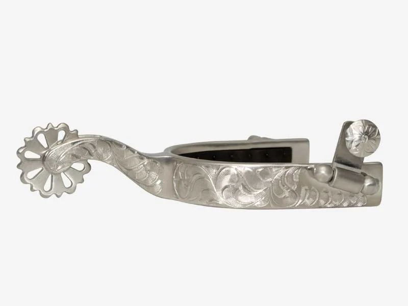 Metalab Anti-Slip Rubber Comfort Reining Spurs - Mens Stainless Steel Brushed / 2-1/8 shank
