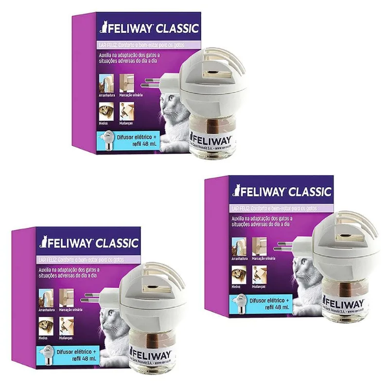 Combo 3un Feliway Classic Difusor Com Refil 48ml - Ceva