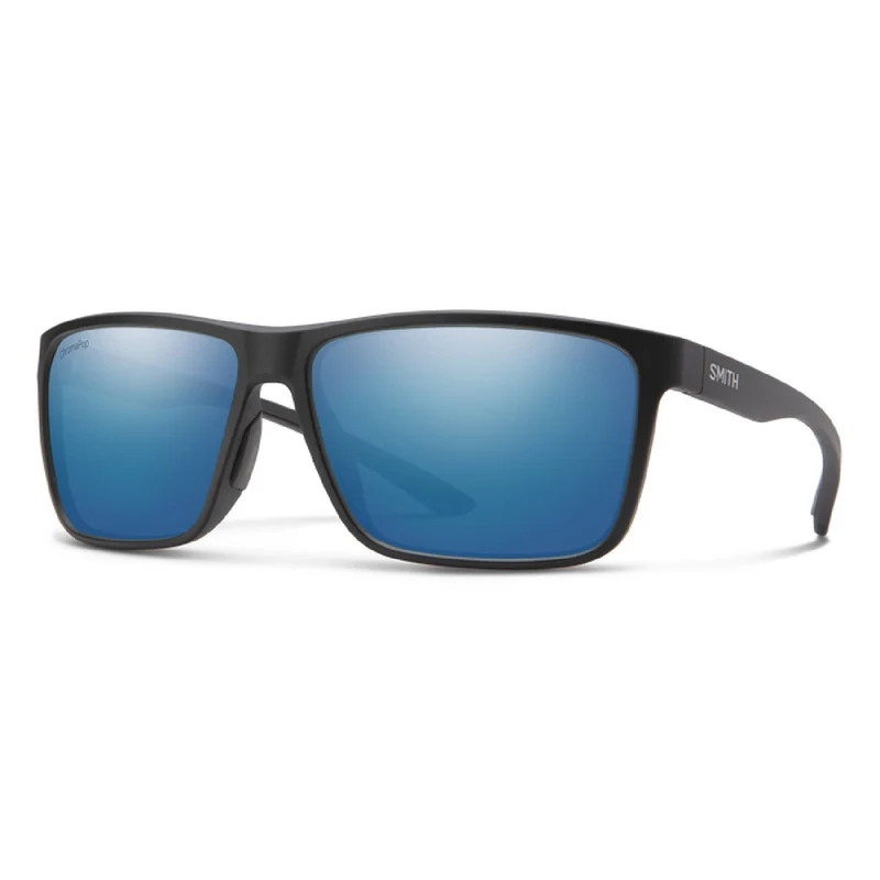 Smith Riptide Sunglasses Matte Black | ChromaPop Polarized Blue Mirror