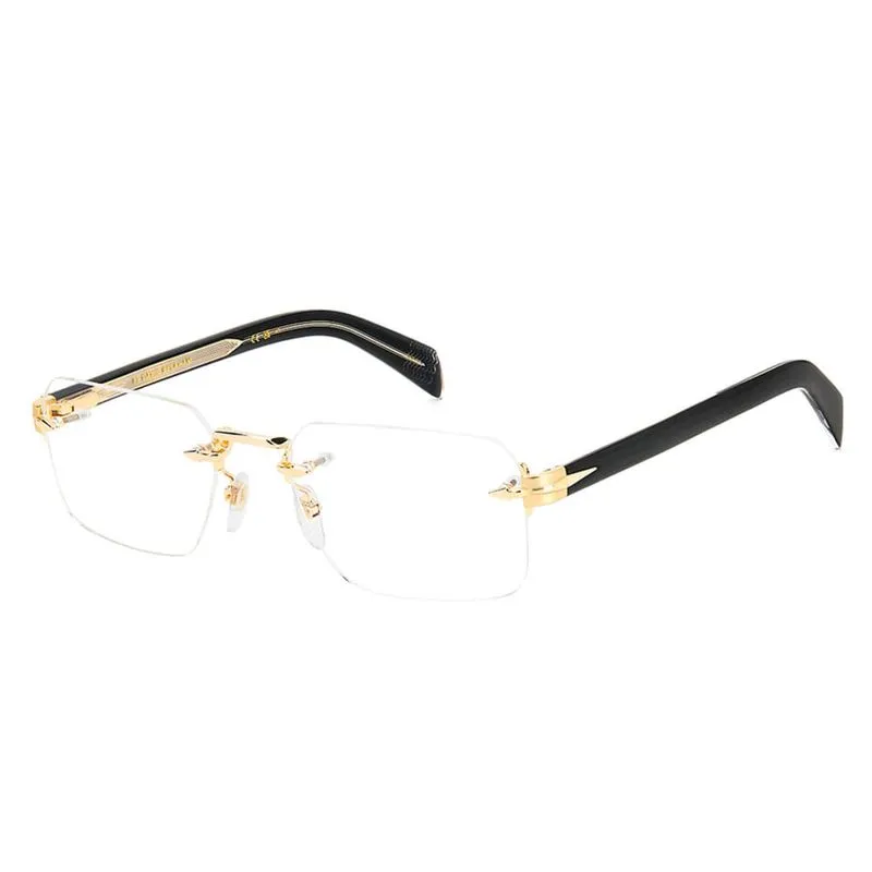 Armação de Óculos de Grau Masculino David Beckham Retangular DB 7116 RHL Cor Dourado e Preto